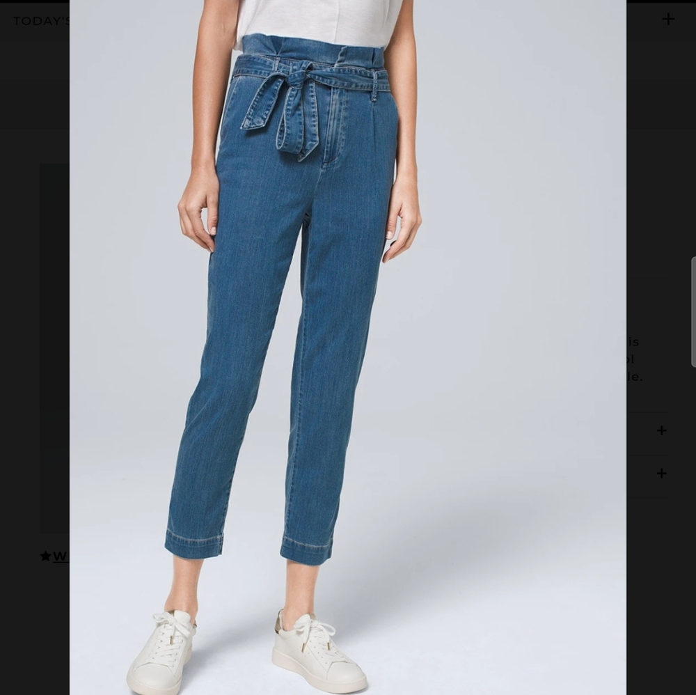 NWT WHBM Tencel denim paperbag-waist pants
